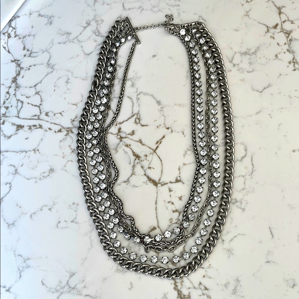 Elegant Silver Multi-Layer Necklace